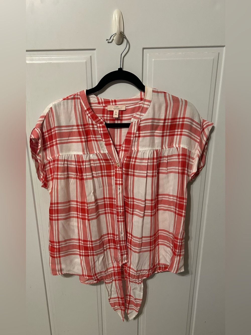 Como Vintage Red and White Plaid Button-Down Shirt